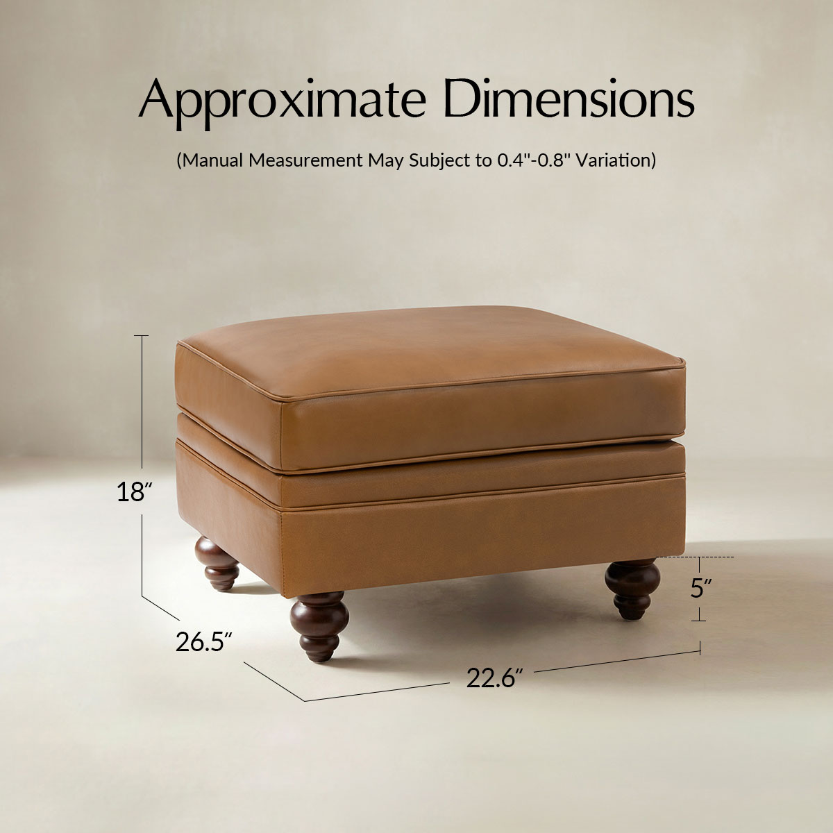 Basilio Contemporary Genuine Leather Ottoman for Living Room