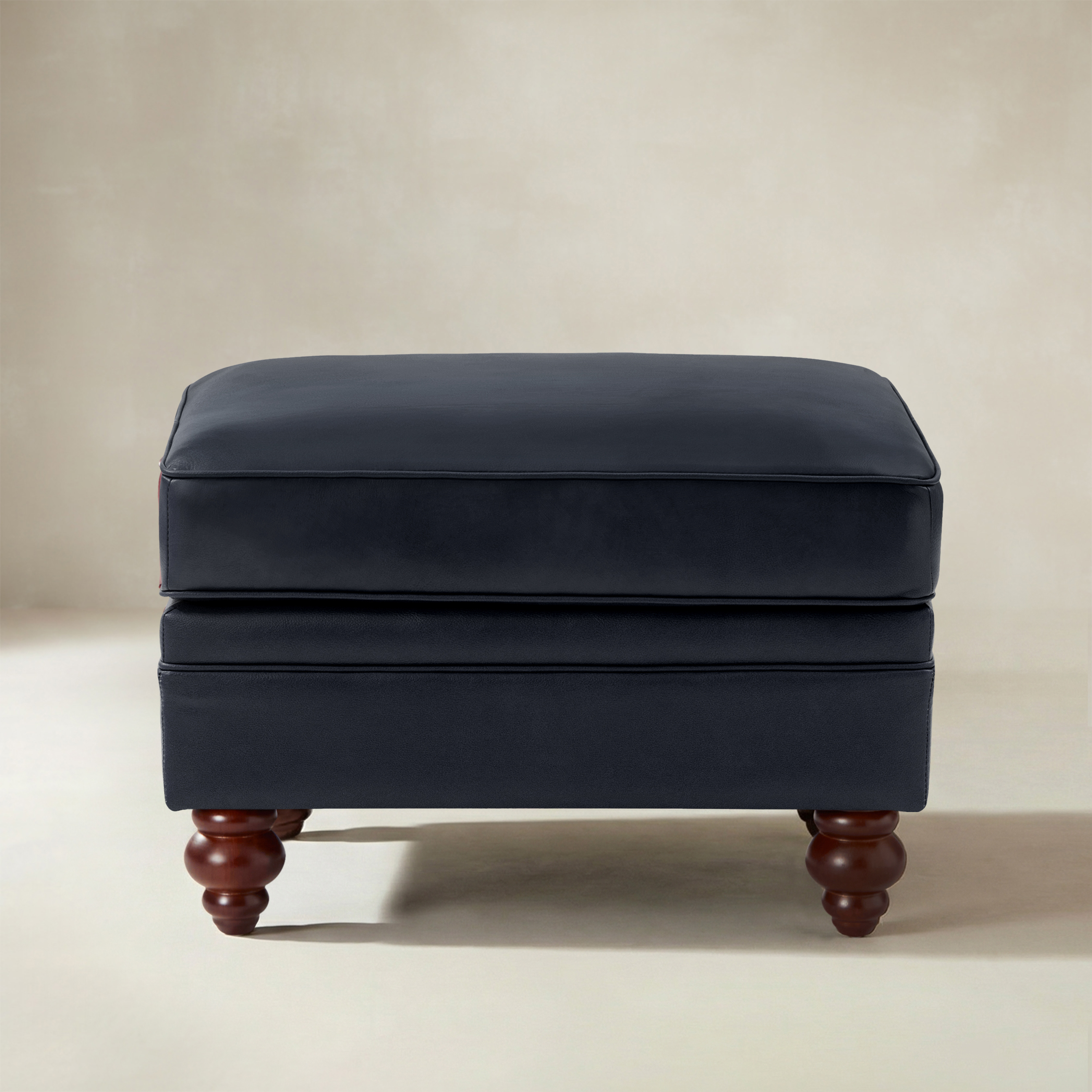 Basilio Contemporary Genuine Leather Ottoman for Living Room