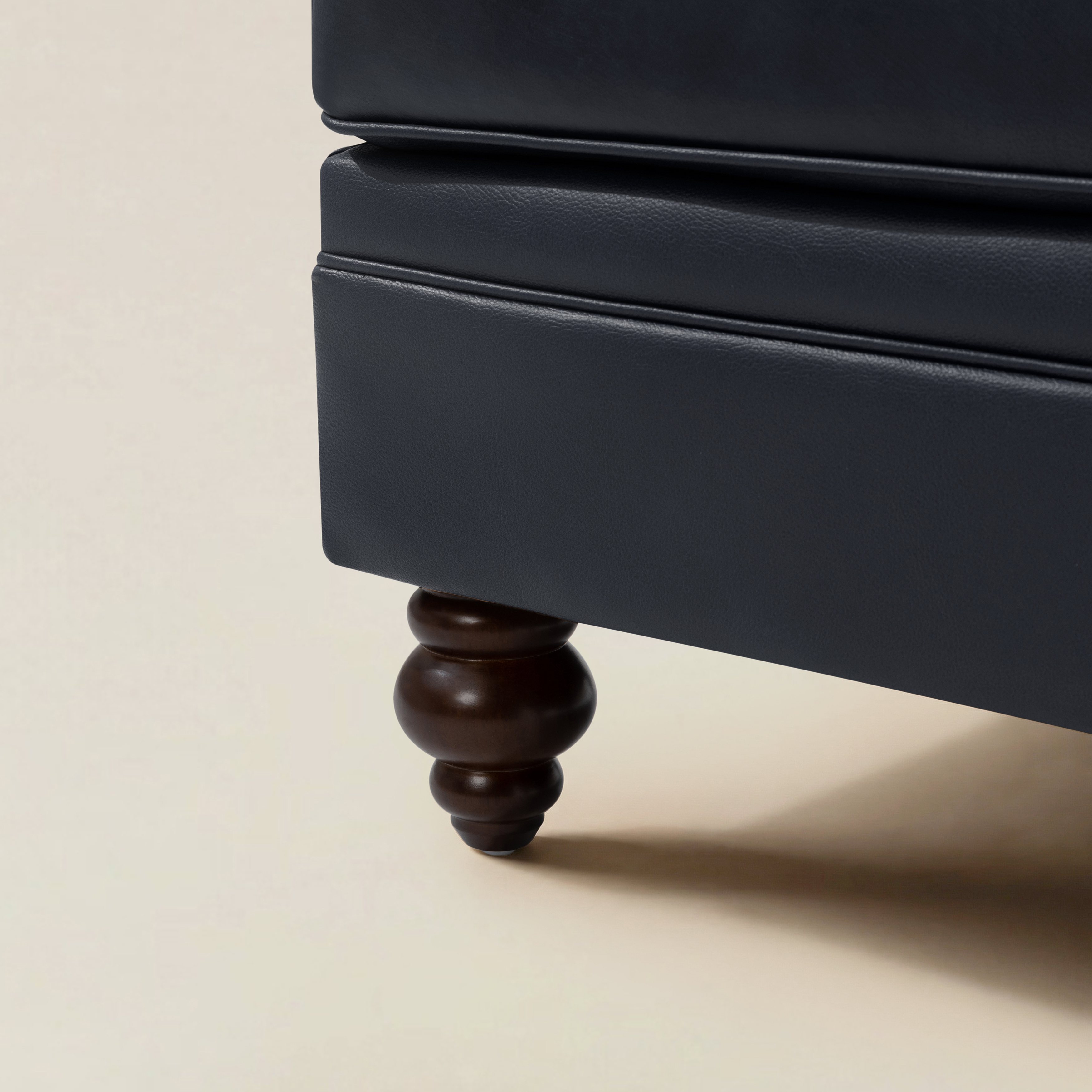 Basilio Contemporary Genuine Leather Ottoman for Living Room