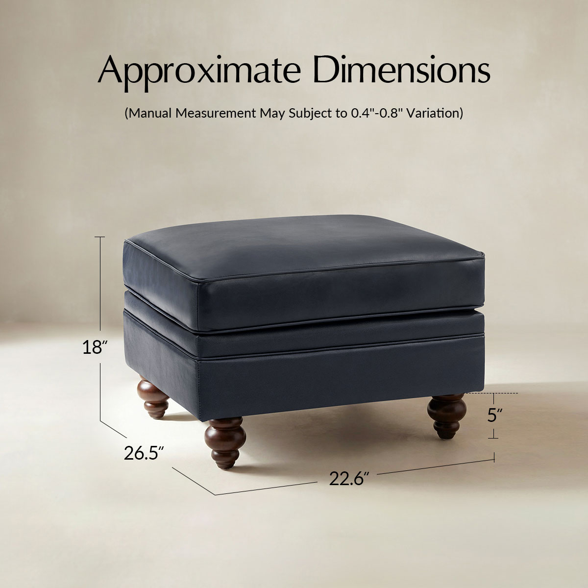Basilio Contemporary Genuine Leather Ottoman for Living Room