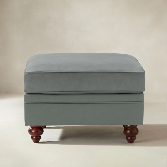 Basilio Contemporary Genuine Leather Ottoman for Living Room