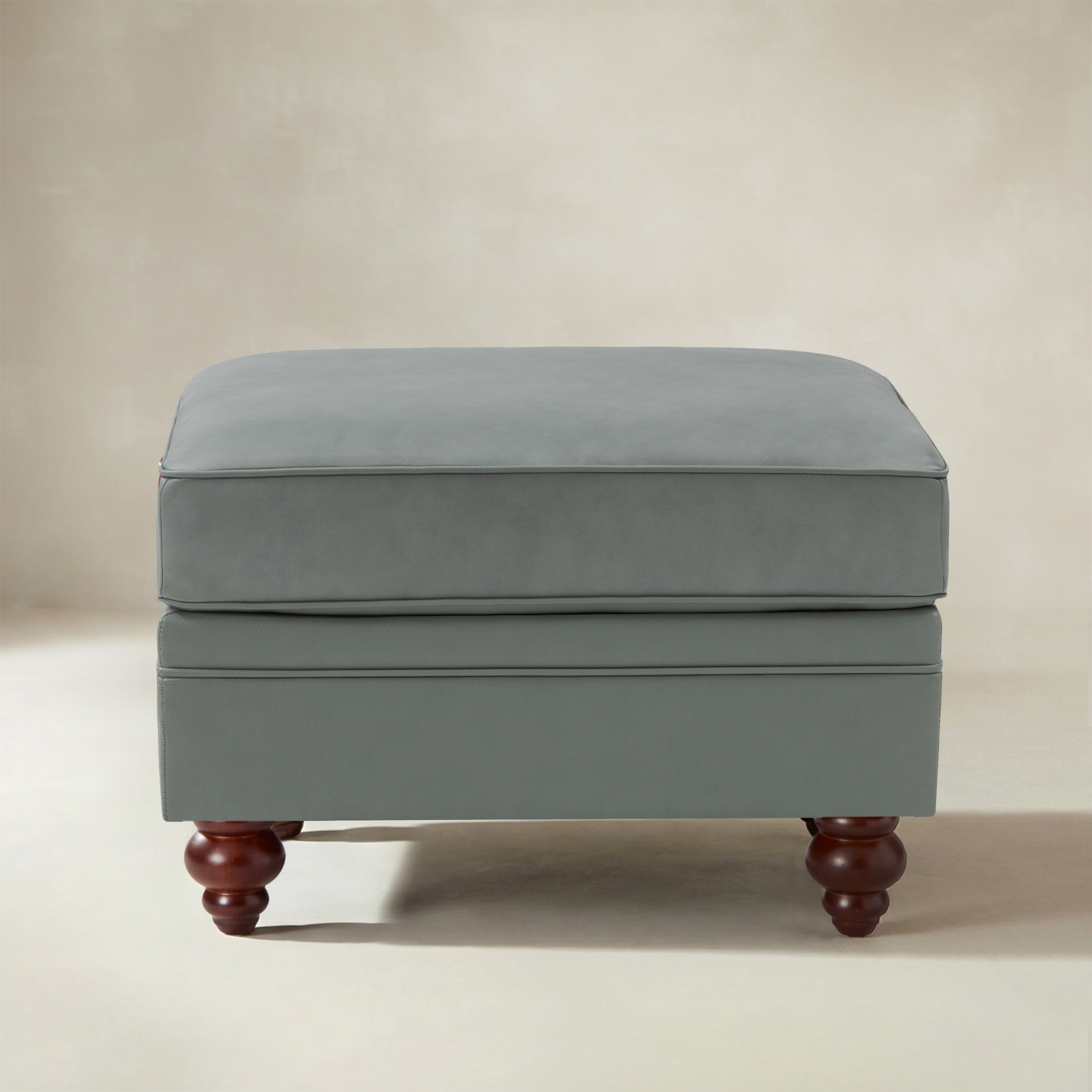 Basilio Contemporary Genuine Leather Ottoman for Living Room
