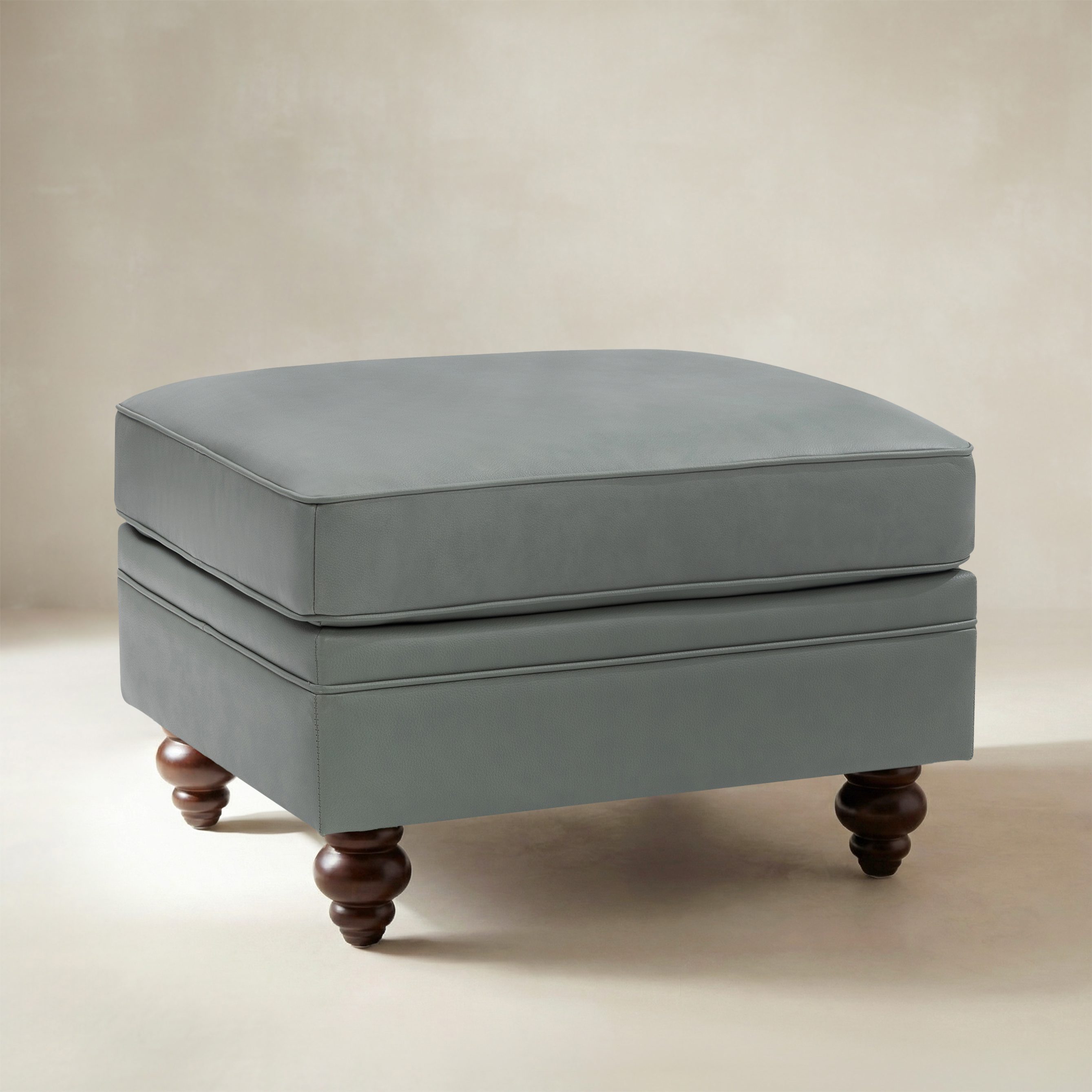 Basilio Contemporary Genuine Leather Ottoman for Living Room