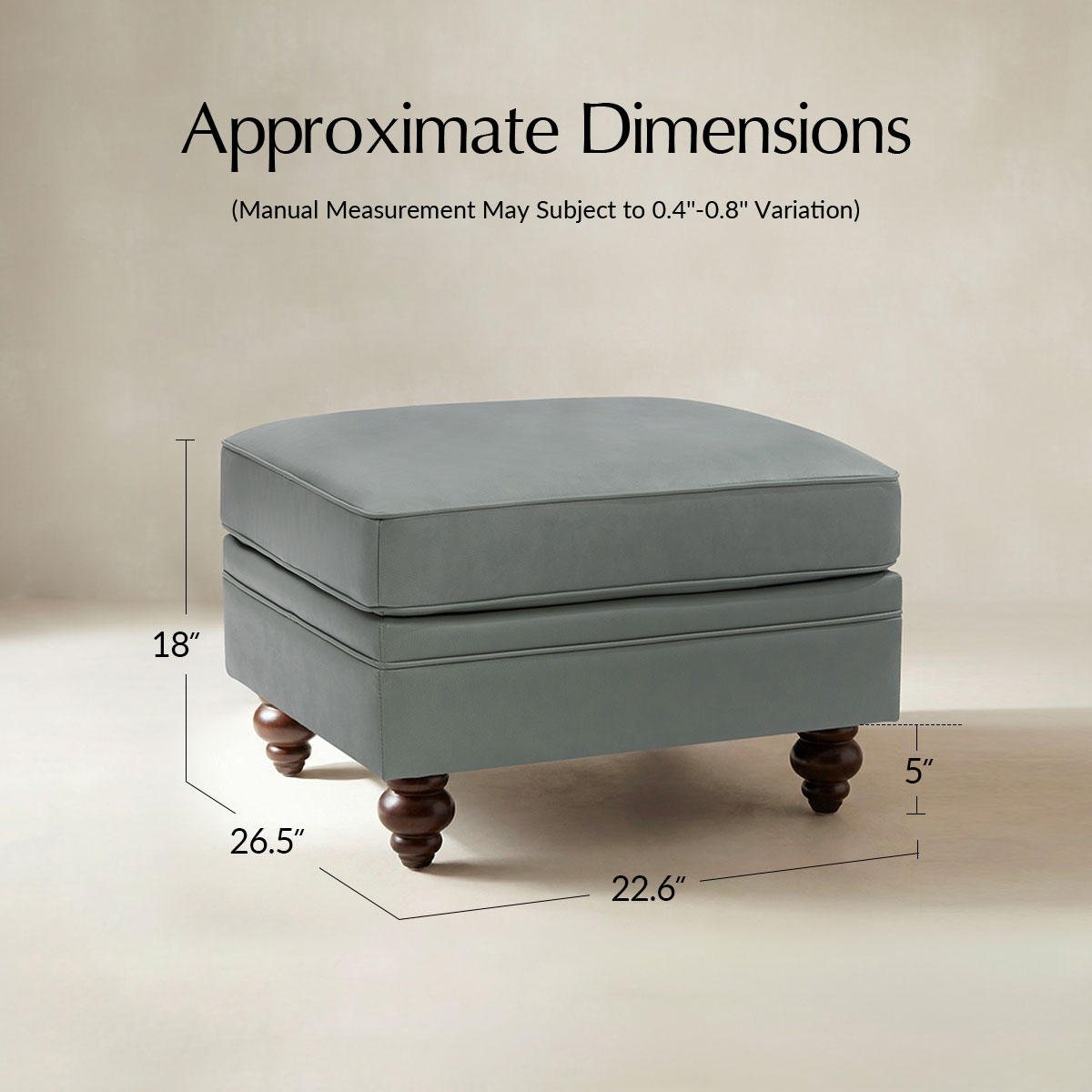 Basilio Contemporary Genuine Leather Ottoman for Living Room