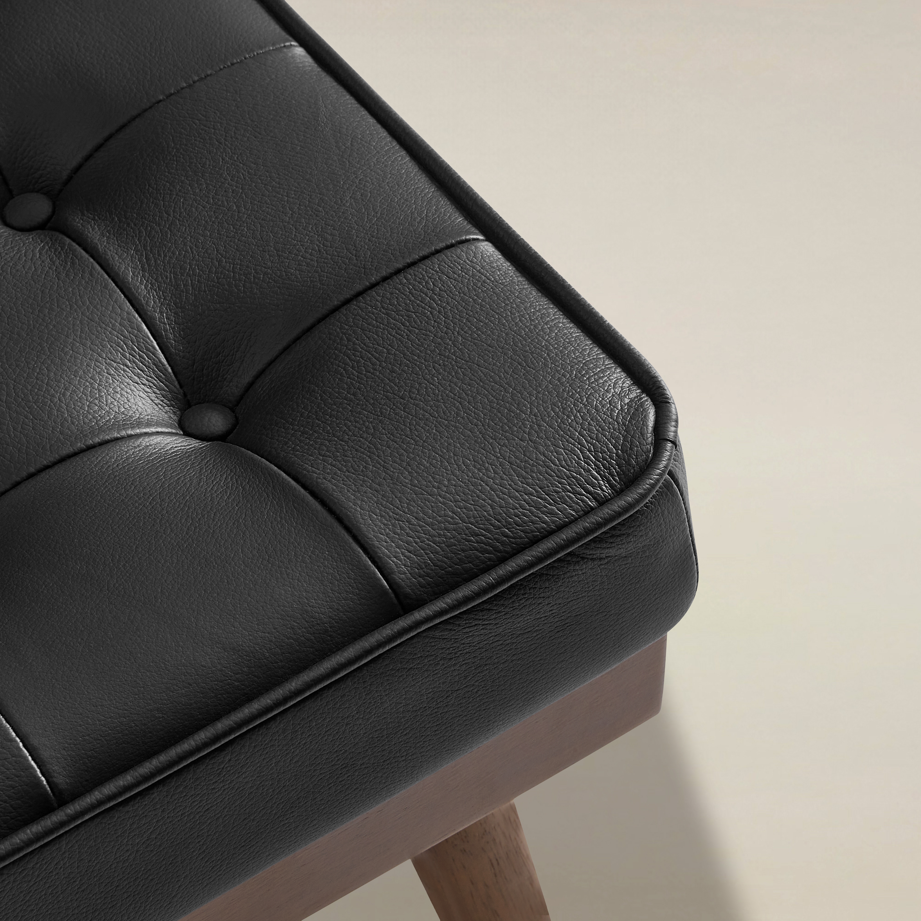 Elisa Mid-century Modern Genuine Leather Ottoman