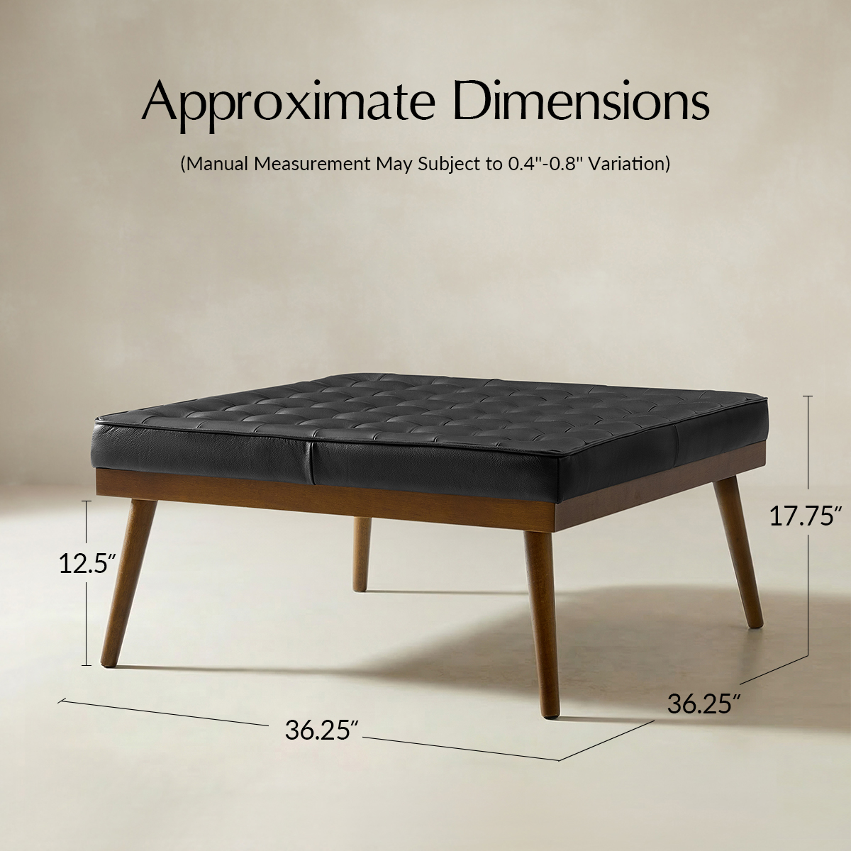 Elisa Mid-century Modern Genuine Leather Ottoman
