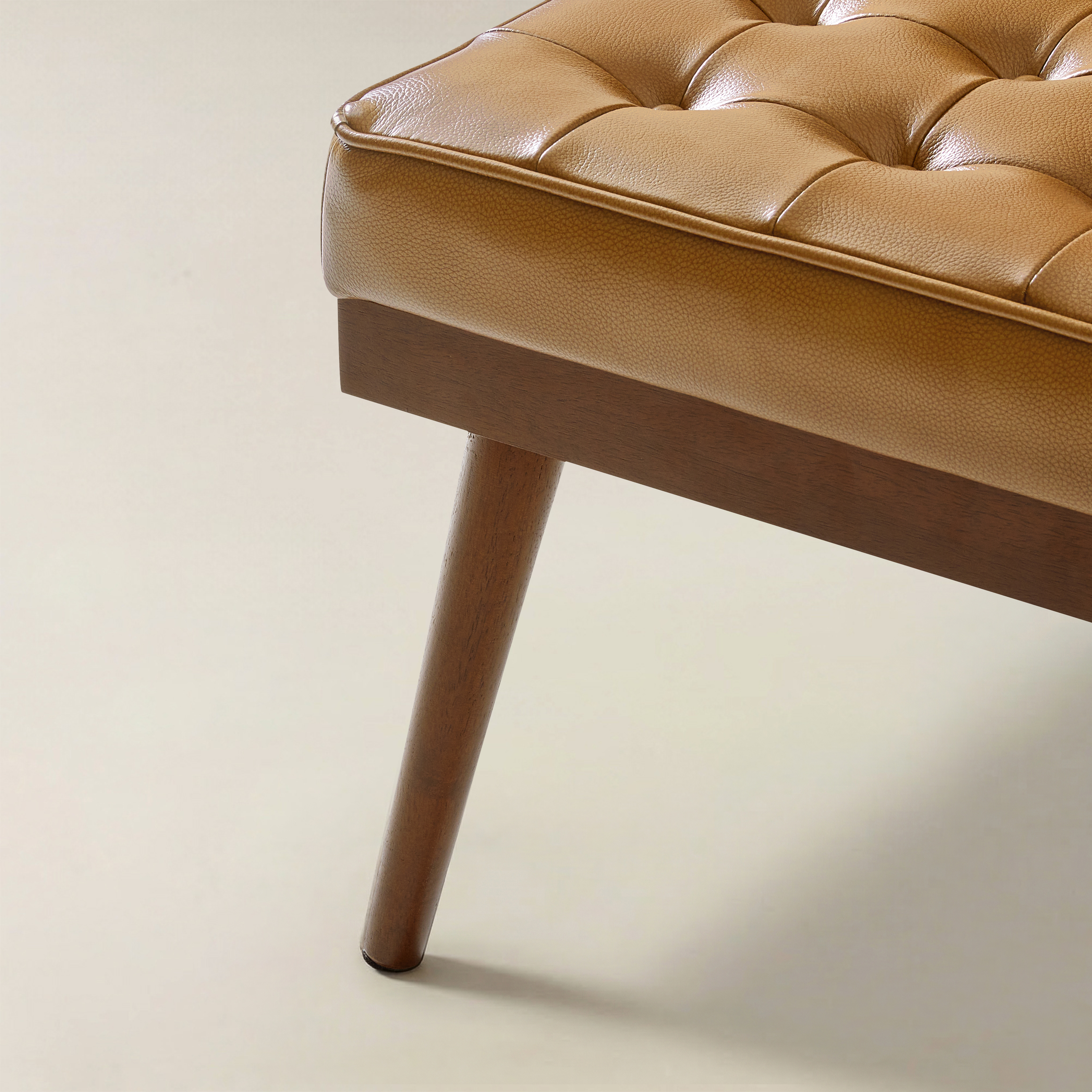 Elisa Mid-century Modern Genuine Leather Ottoman