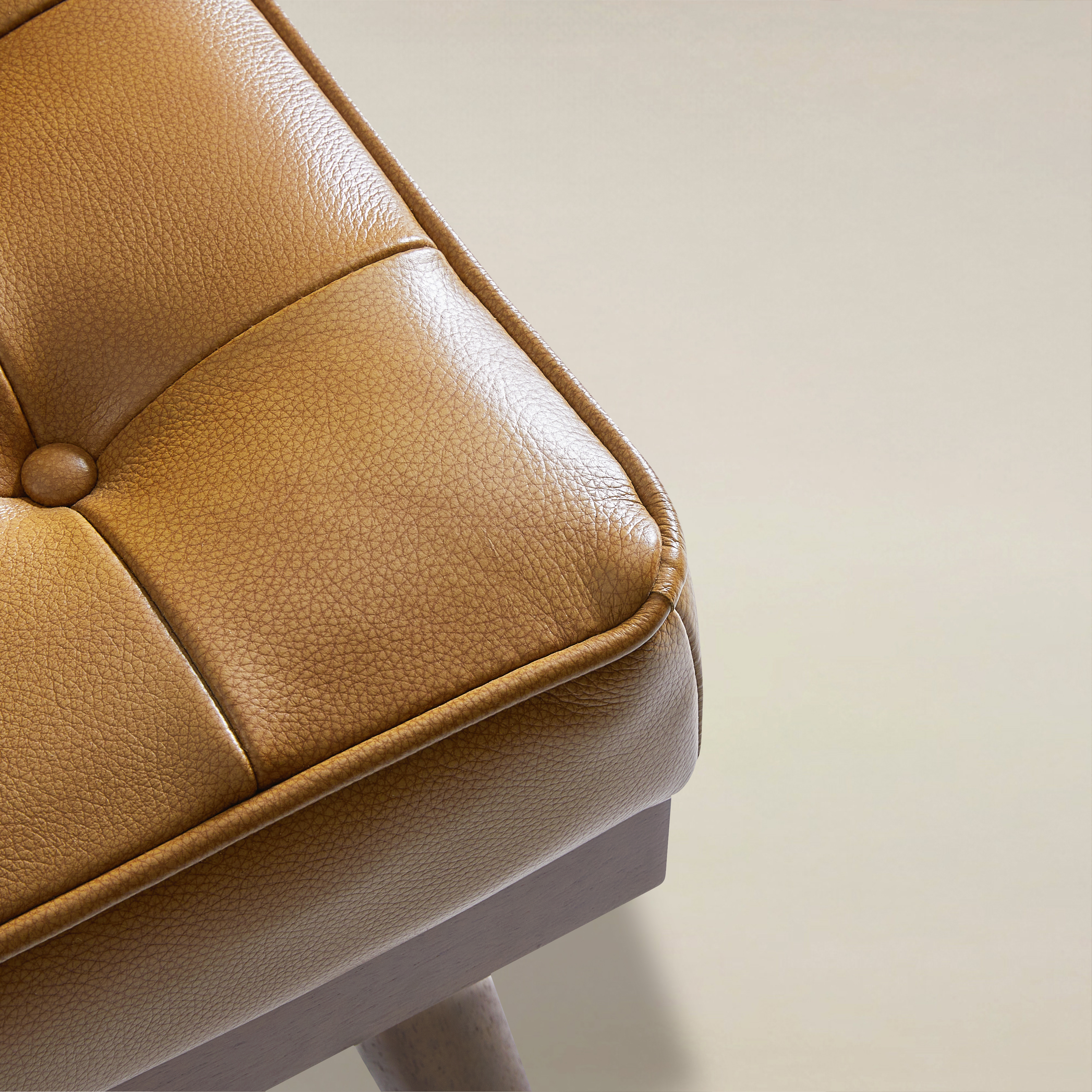 Elisa Mid-century Modern Genuine Leather Ottoman