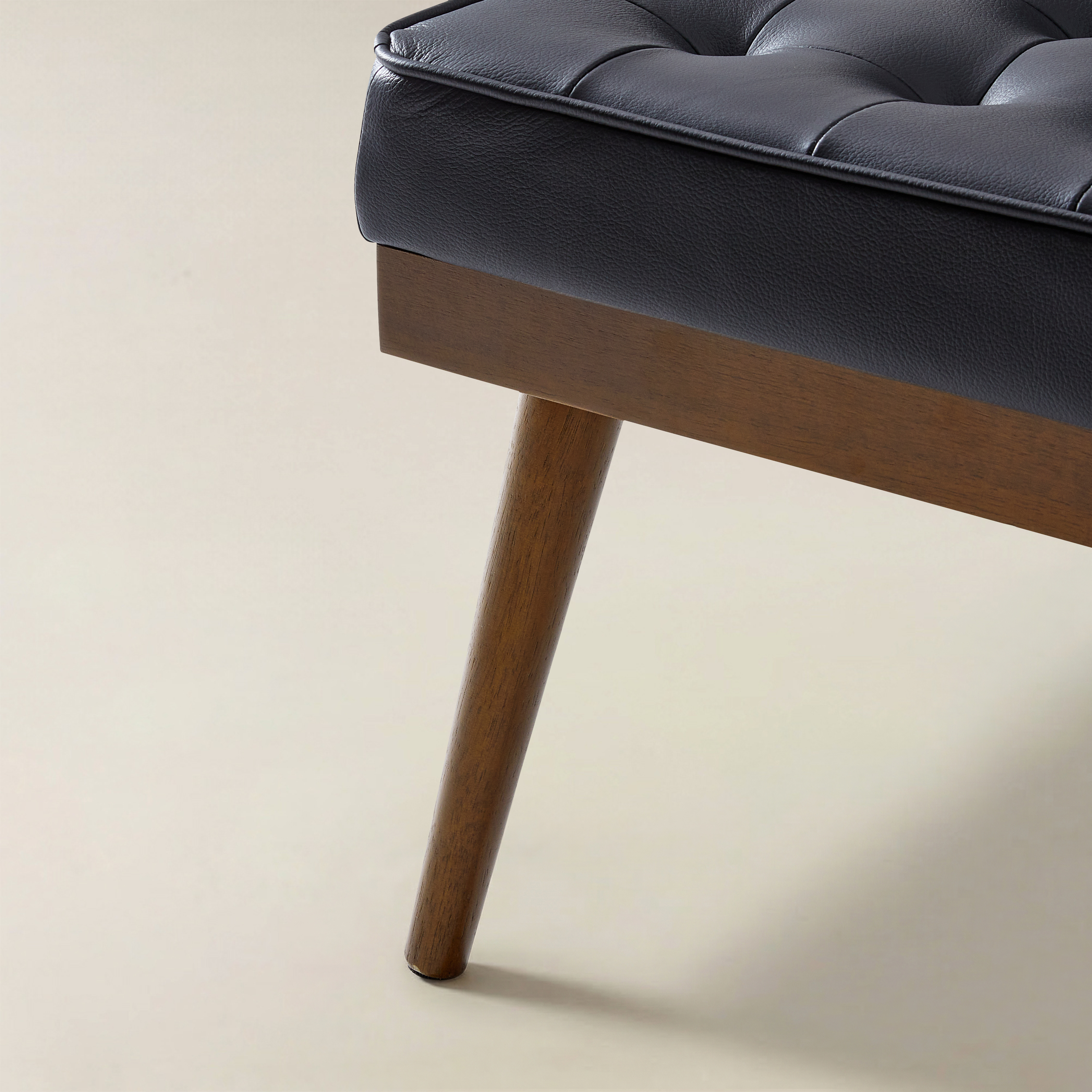 Elisa Mid-century Modern Genuine Leather Ottoman