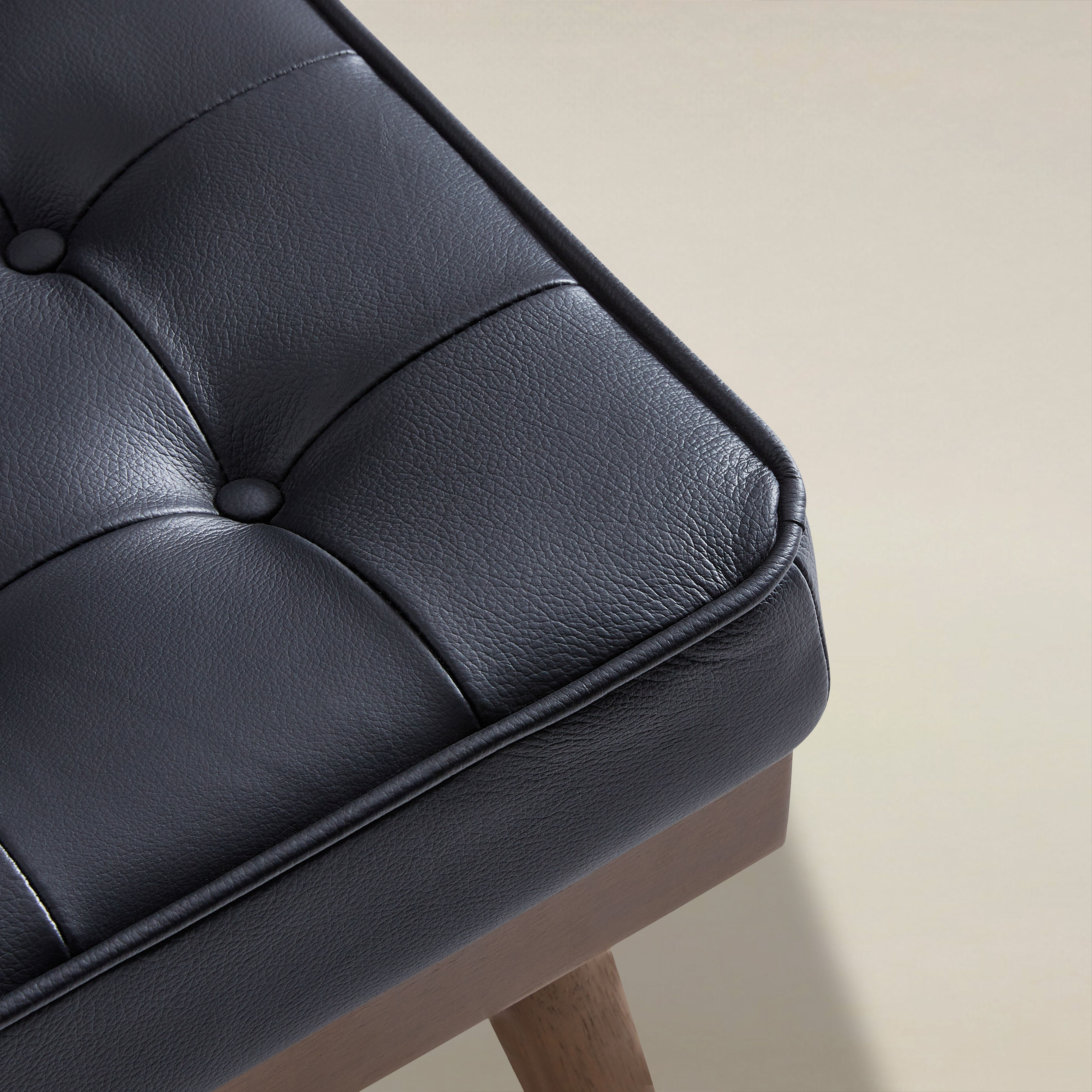 Elisa Mid-century Modern Genuine Leather Ottoman