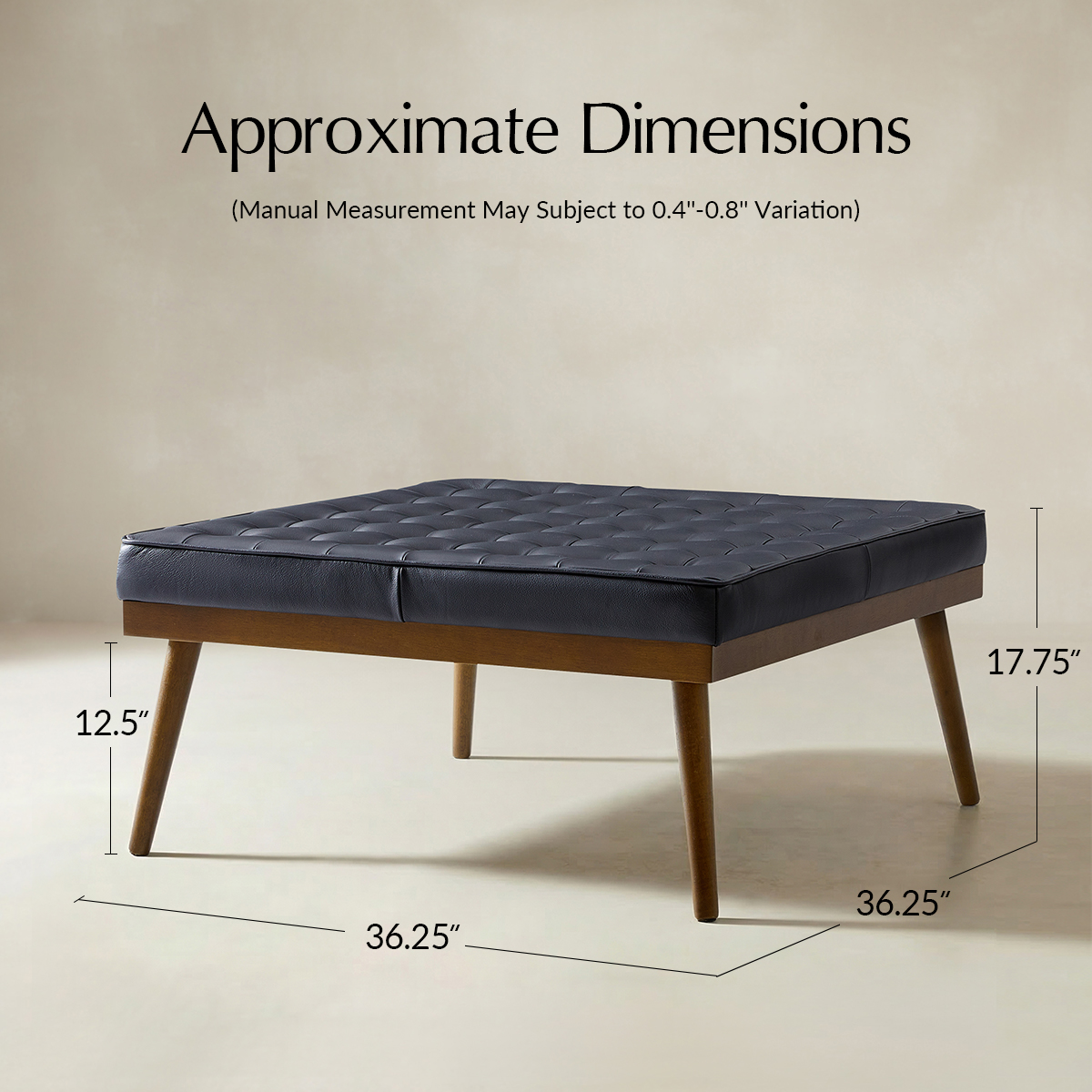 Elisa Mid-century Modern Genuine Leather Ottoman