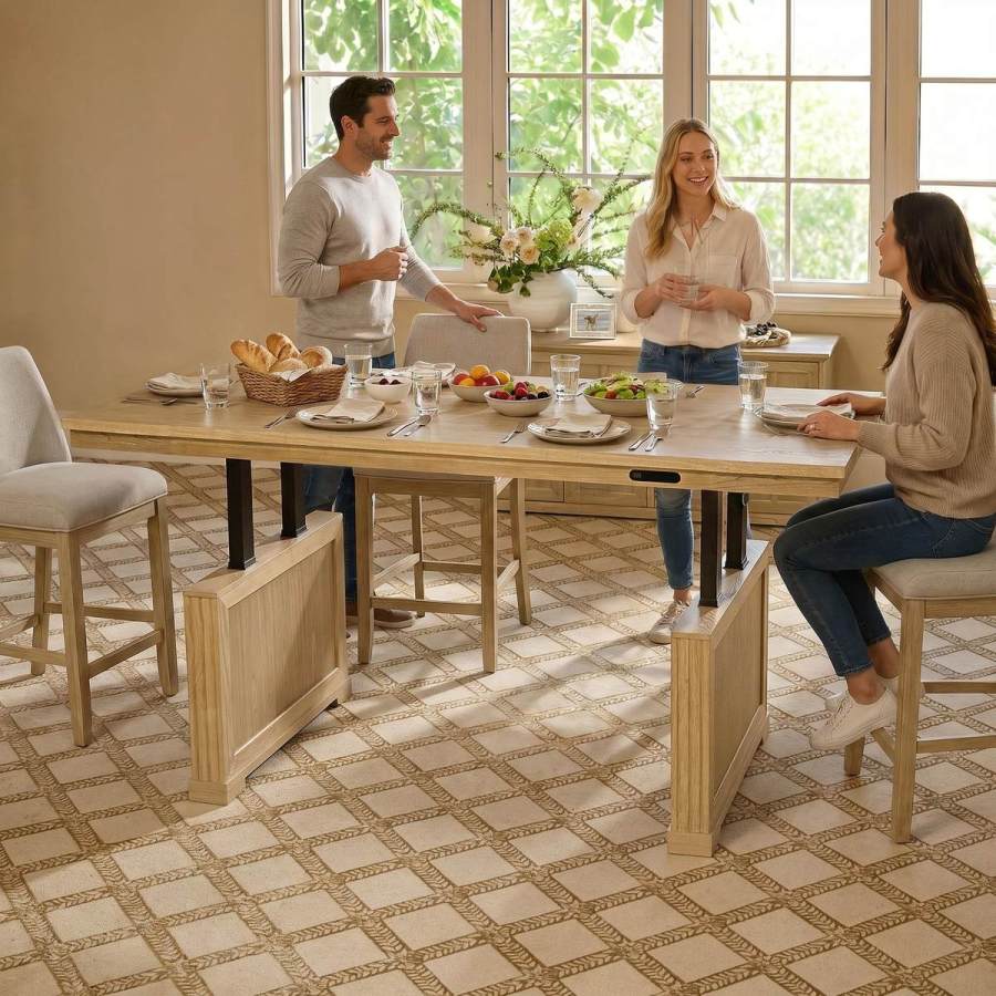 height adjustable dining table for multiple senario