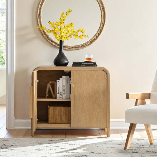 Vittorio Modern Solid Wood Accent Cabinet – Minimalist Storage Console for Living Room