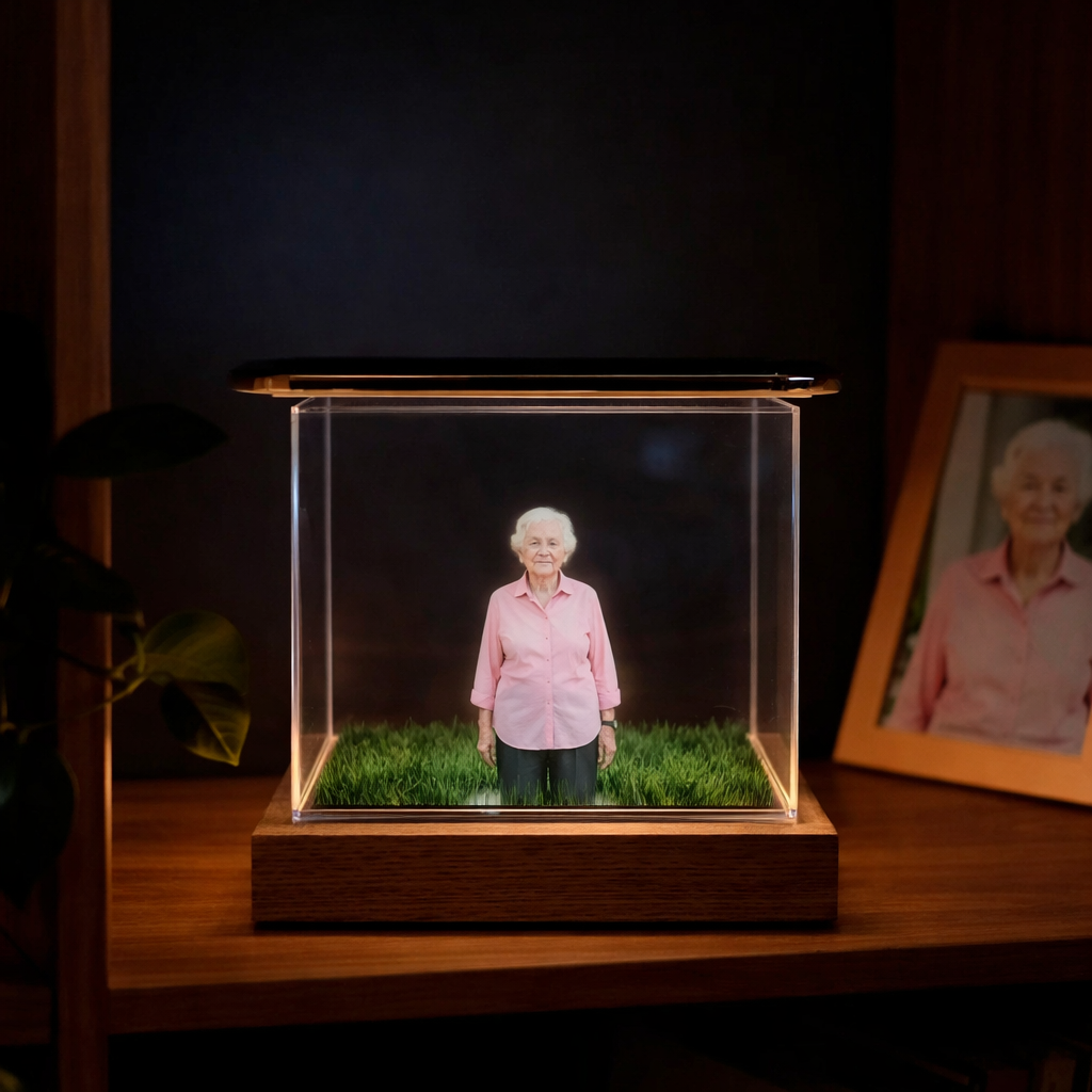 Commemorative Holographic Video Box Custom Photo Memorial Display Crystal-Clear Holographic Image