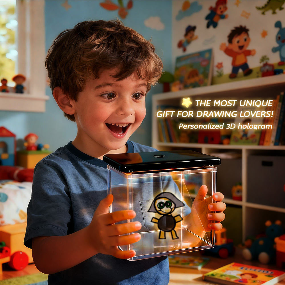 Hologram-Style 3D Display Crystal-Clear Floating  Effect Cartoon Character