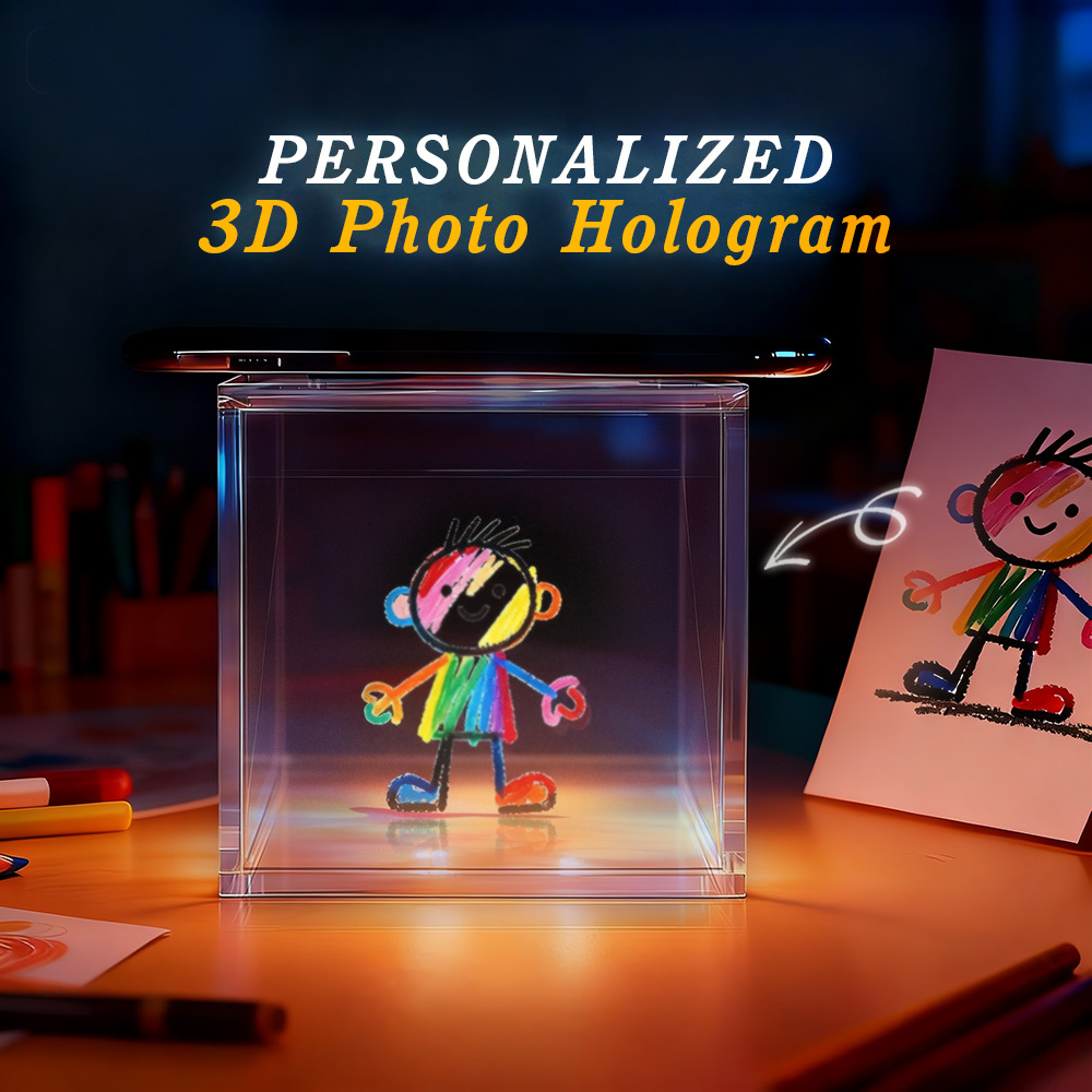 Hologram-Style 3D Display Crystal-Clear Floating  Effect Cartoon Character