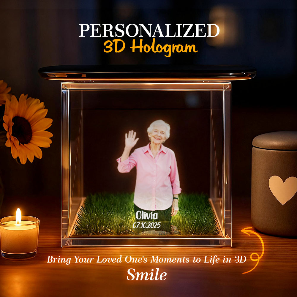 3D Holographic House Custom Photo Memorial Display Crystal-Clear Holographic Image