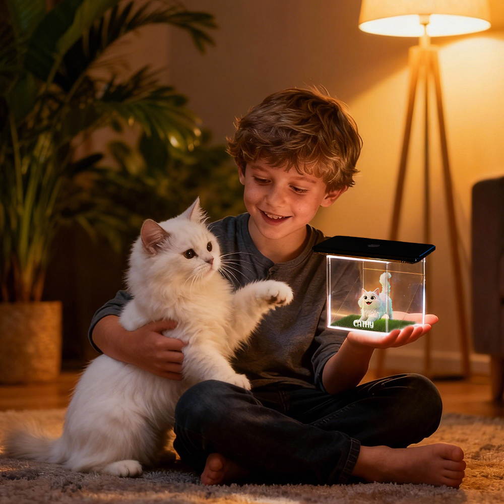Pet Cartoon Holographic Lumina Boxes | High-Transmittance Holographic Material Image DIY Pet Holographic House For Dogs/Cats