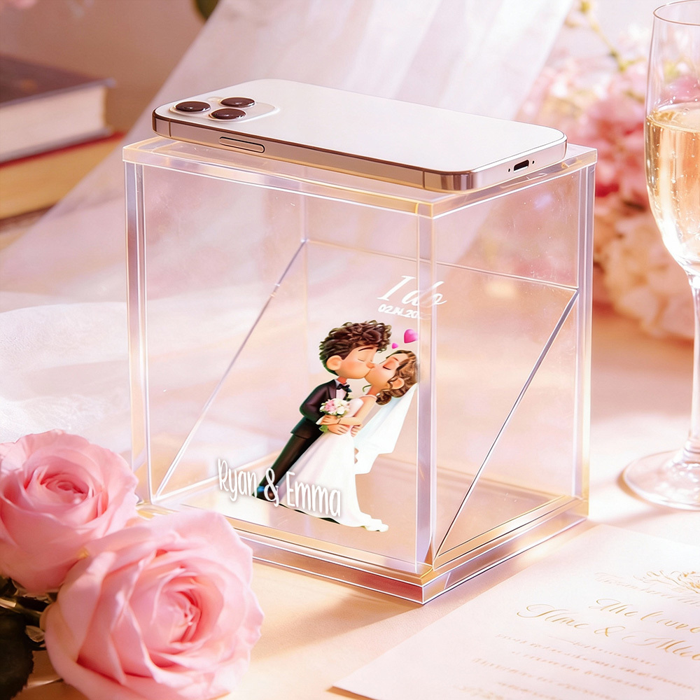 Personalized Cartoon Holograms Lumina Boxes | Holographic Memorial Ornament | Cherish Your Lover’s Memory in Projection