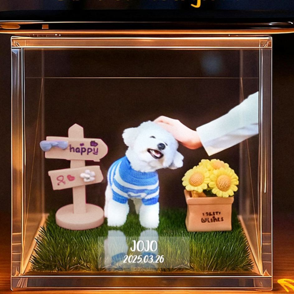 Pet Holographic Digital House | Pet Memorial Ornaments | High-Transmittance Holographic Material Image DIY Pet Holographic House