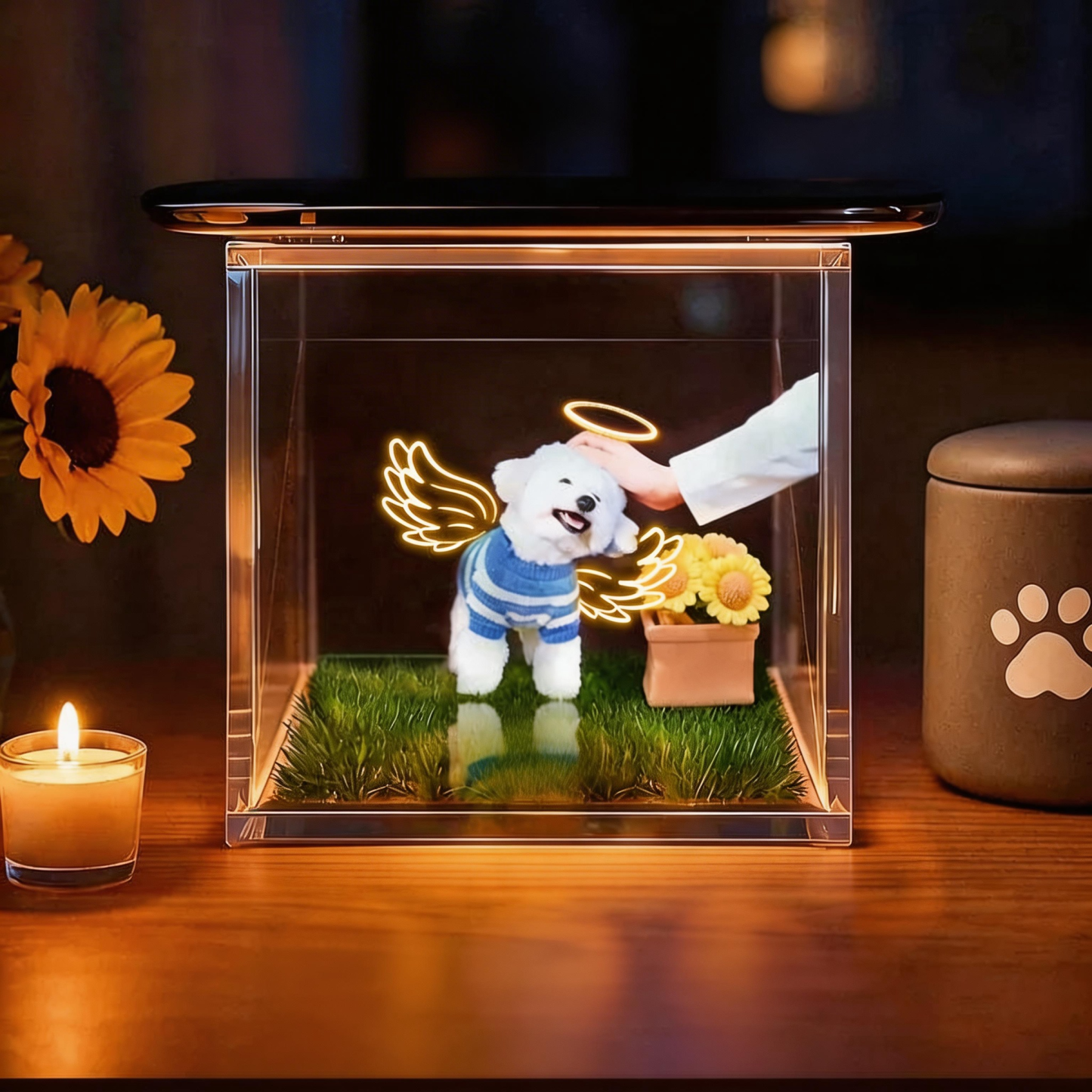 Pet Holographic Lumina Boxes | Pet Memorial Halo Wings Ornaments | High-Transmittance Holographic Material Image DIY Pet Holographic House For Angle Dogs