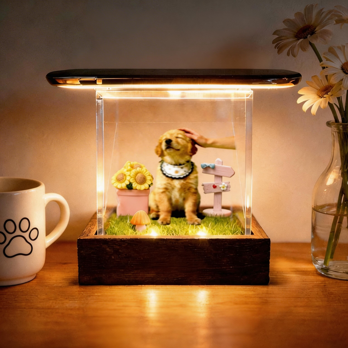 Lumina Boxes Custom Pet Digital Hologram House with Wooden Base