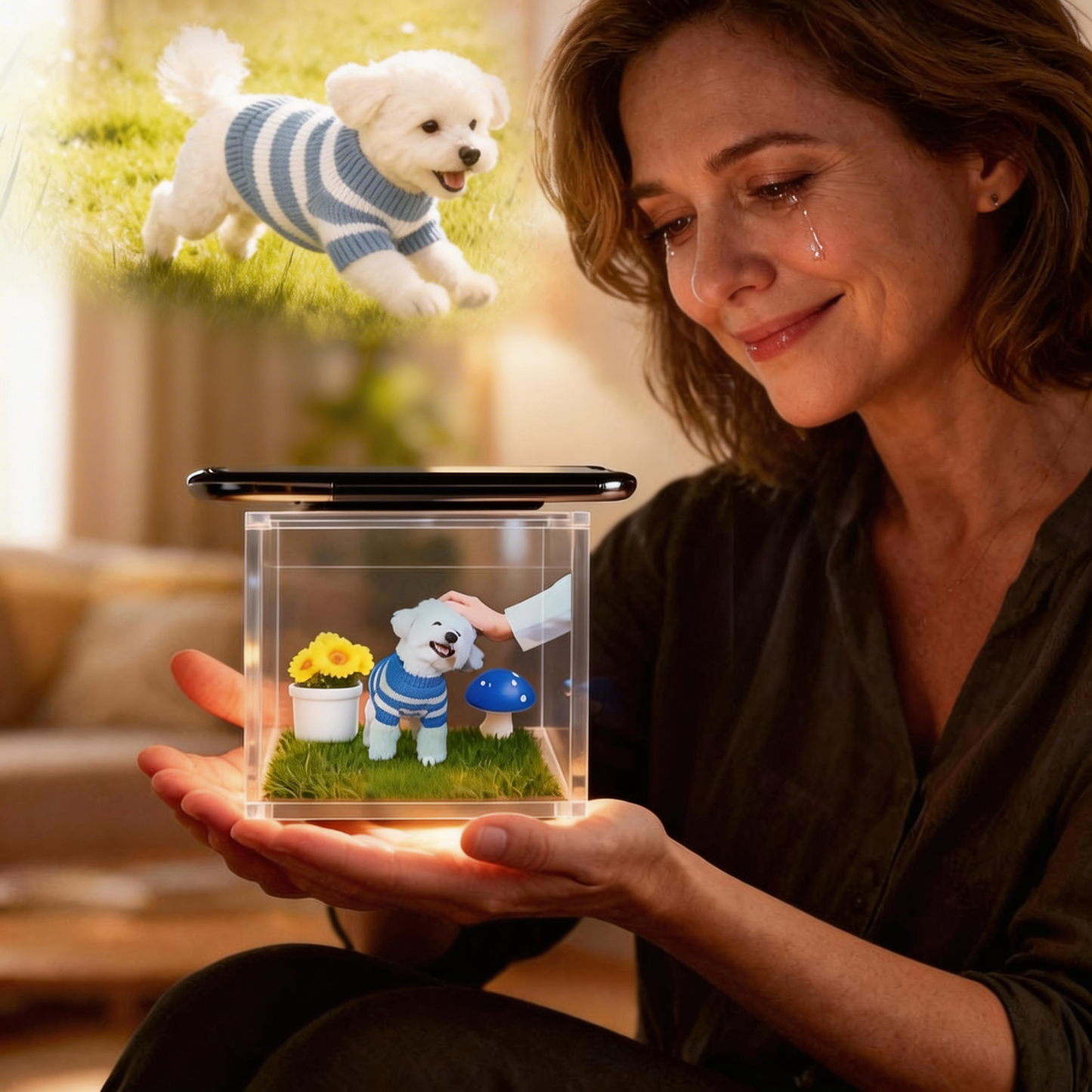 3D Pet Holo House Lumina Boxes Custom Pet Memorial Display Crystal-Clear Hologram Image