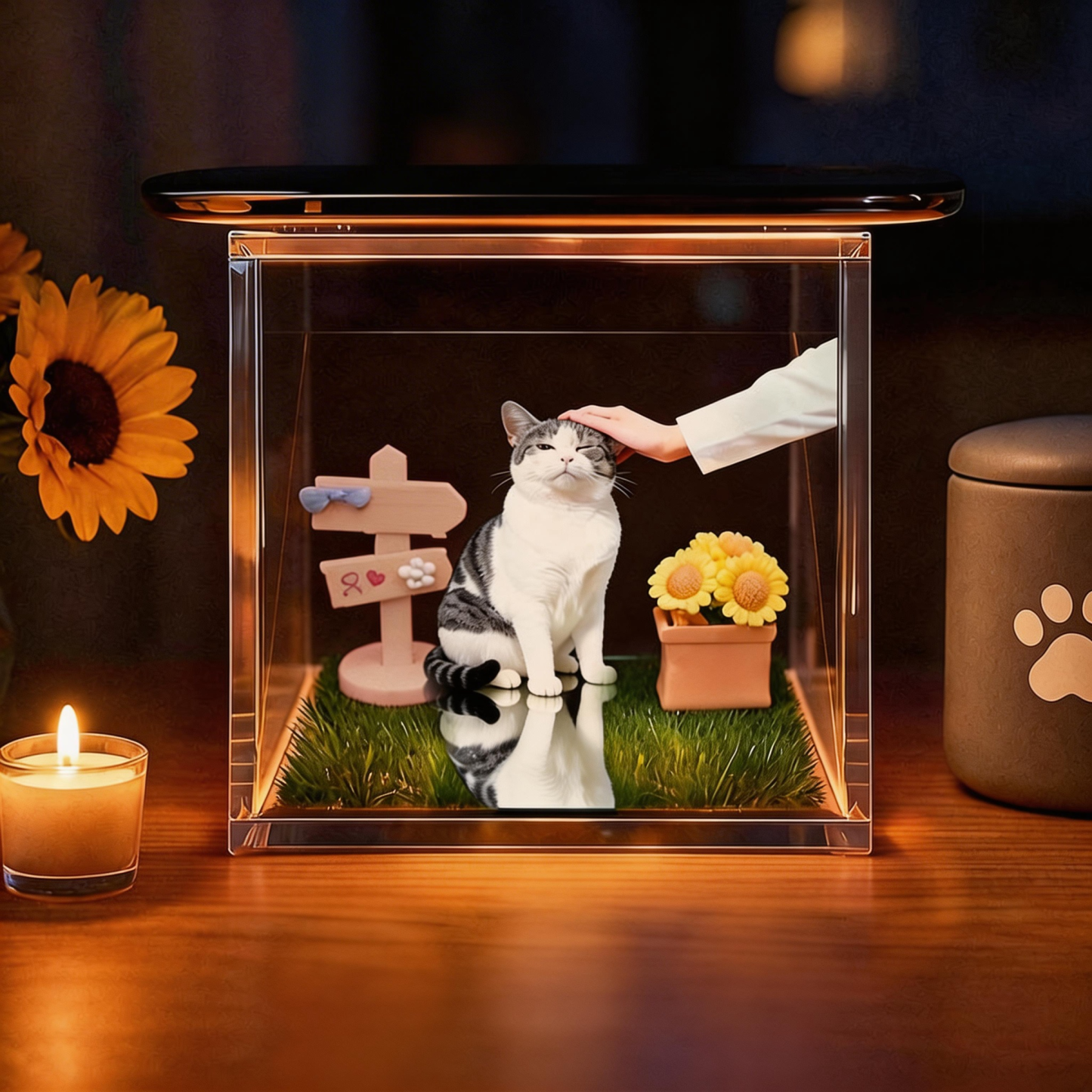 Pet Holographic Lumina Boxes | Pet Memorial Ornaments | High-Transmittance Holographic Material Image DIY Pet Holographic House Cats