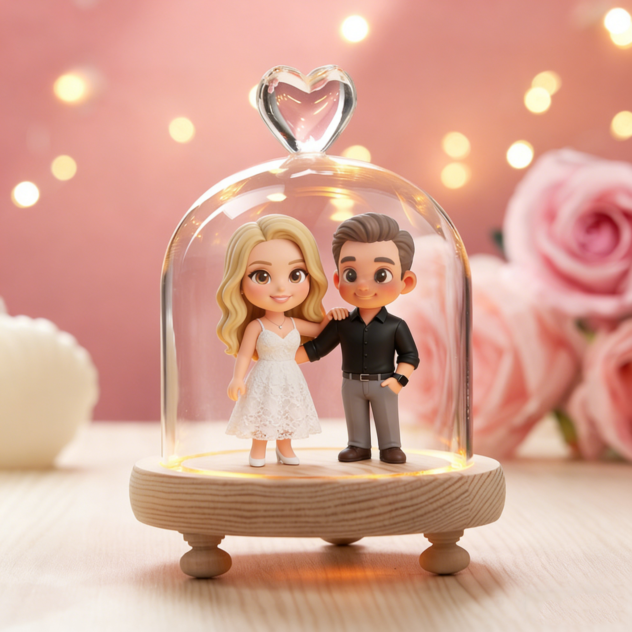 Customized 3D heart-shaped LED night light, personalized photo light, unique and romantic gift, suitable for couples' anniversaries, birthdays, Valentine's Day, and home decor. | KibiFig
