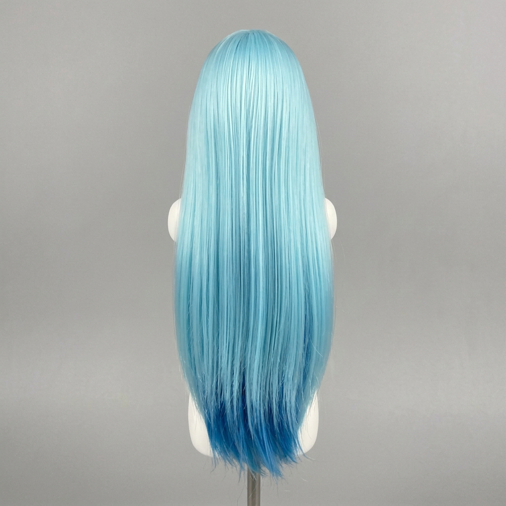1/6 Scale Articulated Figure Wig — Light Blue Straight Hair