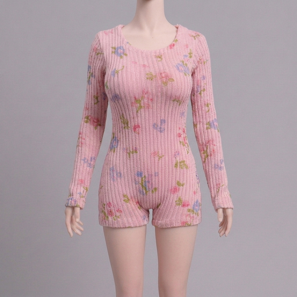 1/6 Scale Articulated Female Figure – Floral-Print Spaghetti-Strap Bodysuit