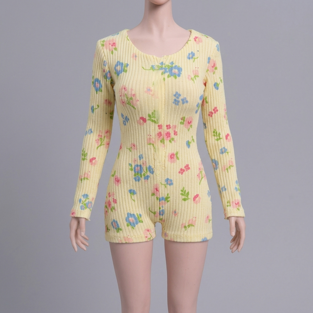 1/6 Scale Articulated Female Figure – Floral-Print Spaghetti-Strap Bodysuit