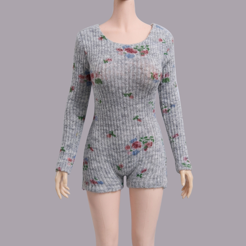 1/6 Scale Articulated Female Figure – Floral-Print Spaghetti-Strap Bodysuit