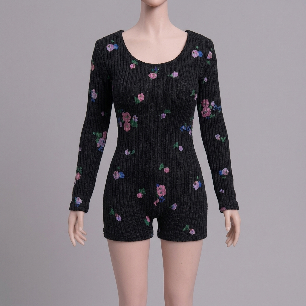 1/6 Scale Articulated Female Figure – Floral-Print Spaghetti-Strap Bodysuit
