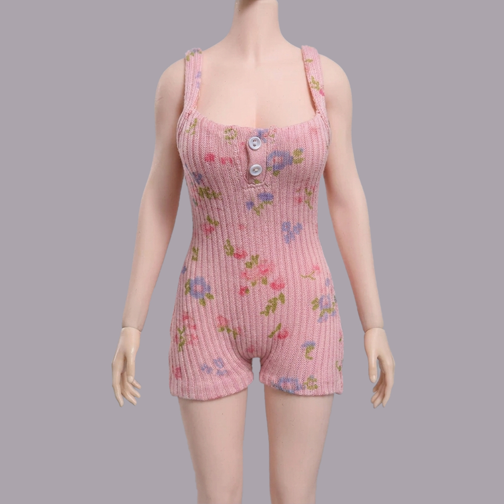 1/6 Scale Articulated Female Figure – Floral-Print Spaghetti-Strap Bodysuit