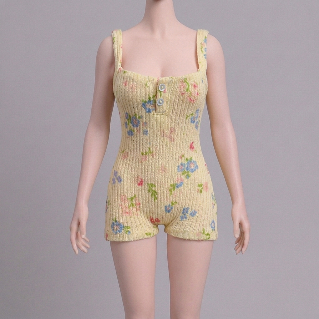 1/6 Scale Articulated Female Figure – Floral-Print Spaghetti-Strap Bodysuit