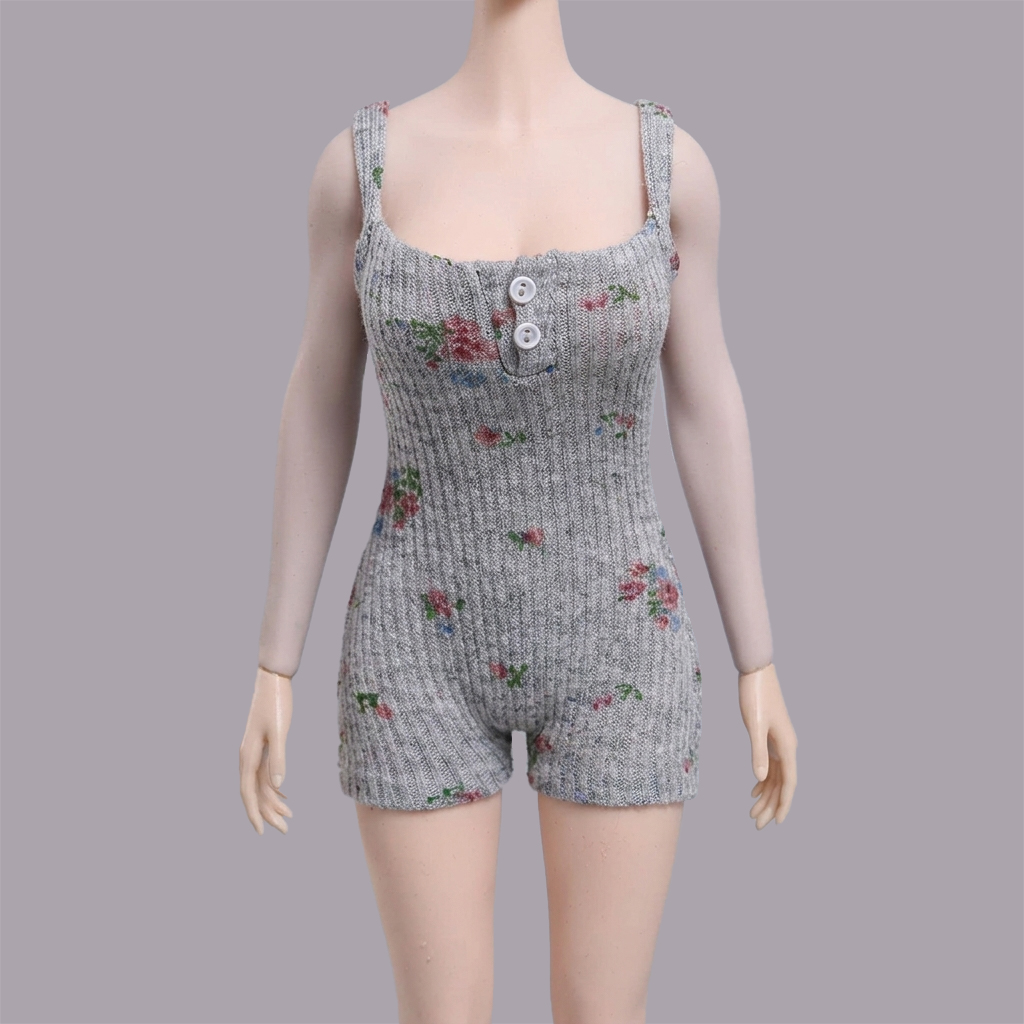 1/6 Scale Articulated Female Figure – Floral-Print Spaghetti-Strap Bodysuit