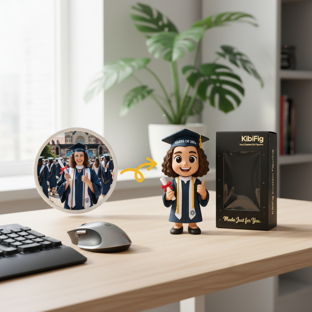Custom Single Separate Chibi Style 3D Figurine From Your Photo – Graduation Edition – Cute Edition | KibiFig
