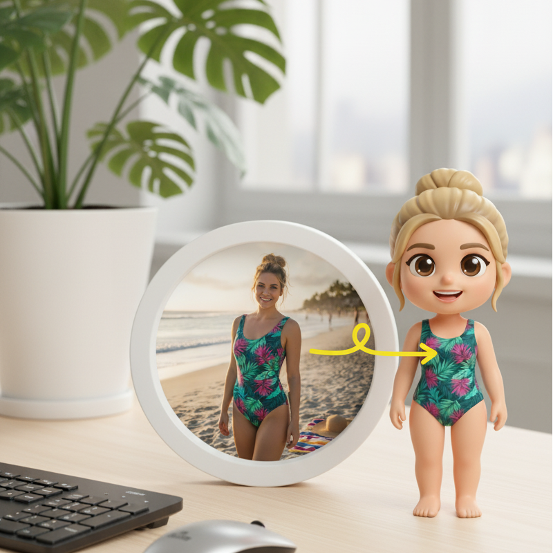 Custom Single Separate Chibi Style 3D Figurine From Your Photo – Swim Edition – Cute Edition | KibiFig