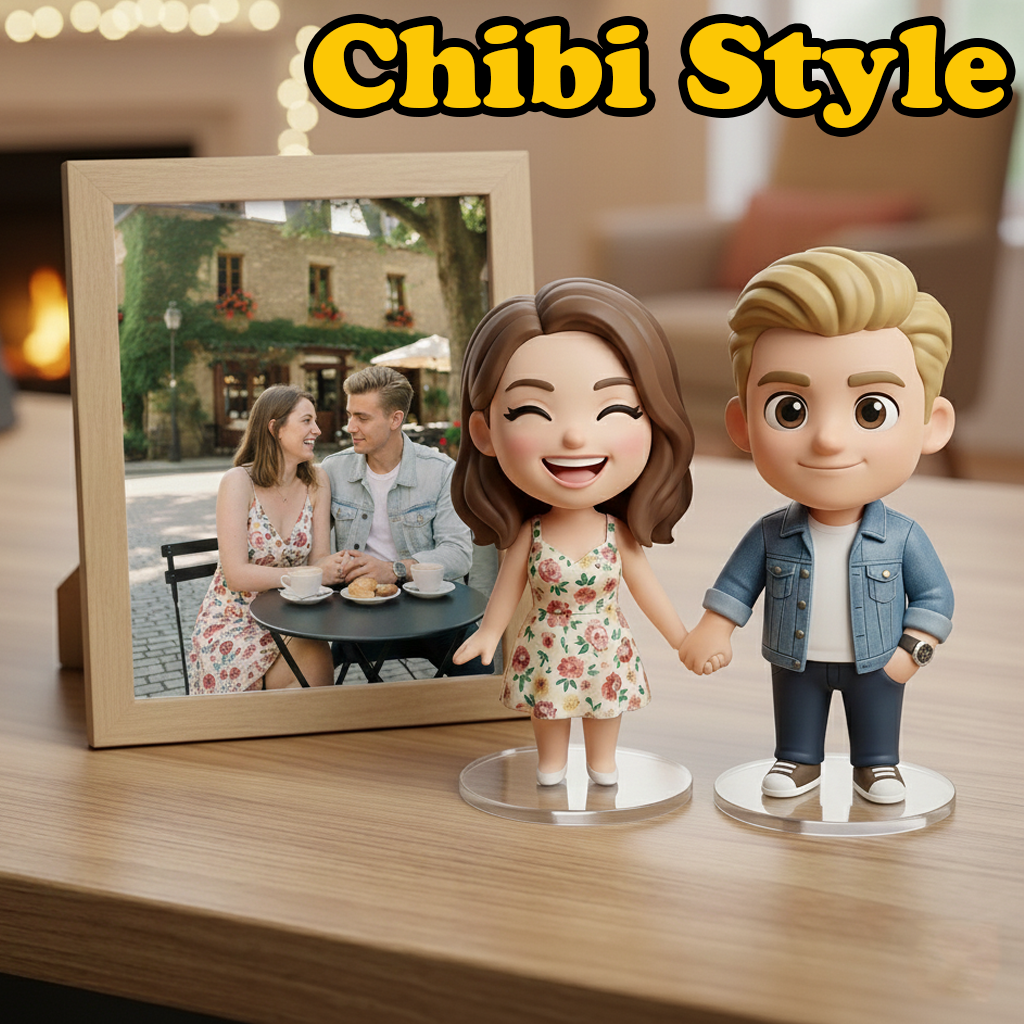 Custom Single Separate Chibi Style 3D Figurine From Your Photo – Young Couple Edition – Cute & Romantic Style | KibiFig