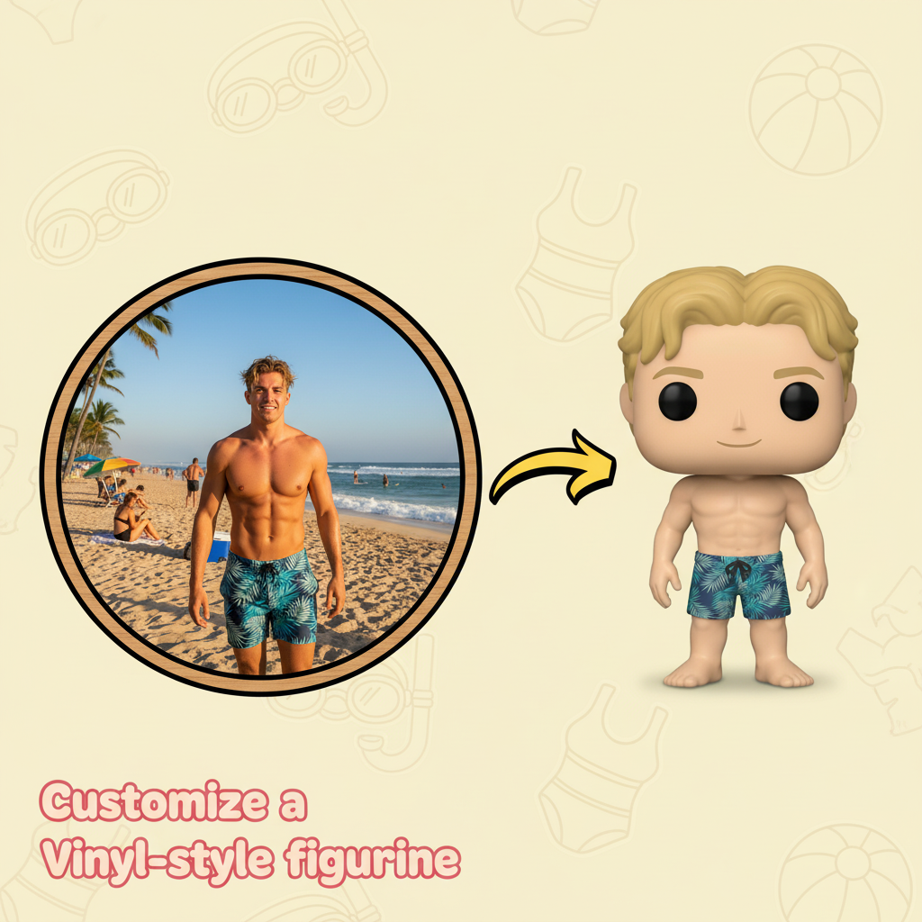 Custom Single Separate Chibi Style 3D Figurine From Your Photo – Swim Edition – Cute Edition | KibiFig