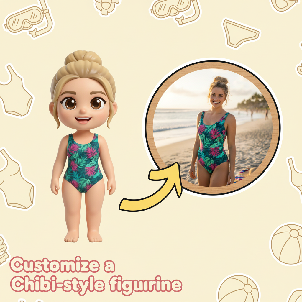 Custom Single Separate Chibi Style 3D Figurine From Your Photo – Swim Edition – Cute Edition | KibiFig