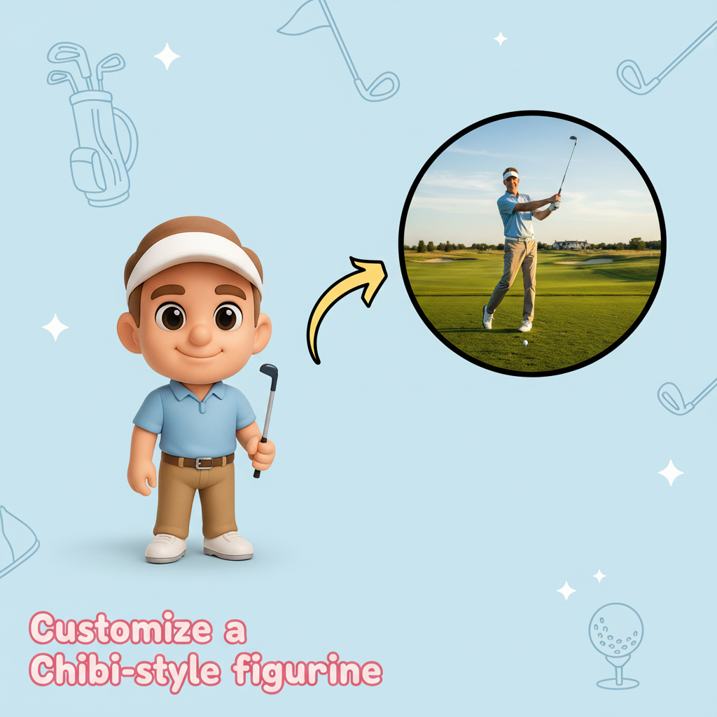 Custom Single Separate Chibi Style 3D Figurine From Your Photo – Golf Edition – Cute Edition | KibiFig