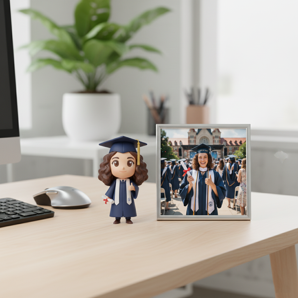 Custom Single Separate Chibi Style 3D Figurine From Your Photo – Graduation Edition – Cute Edition | KibiFig