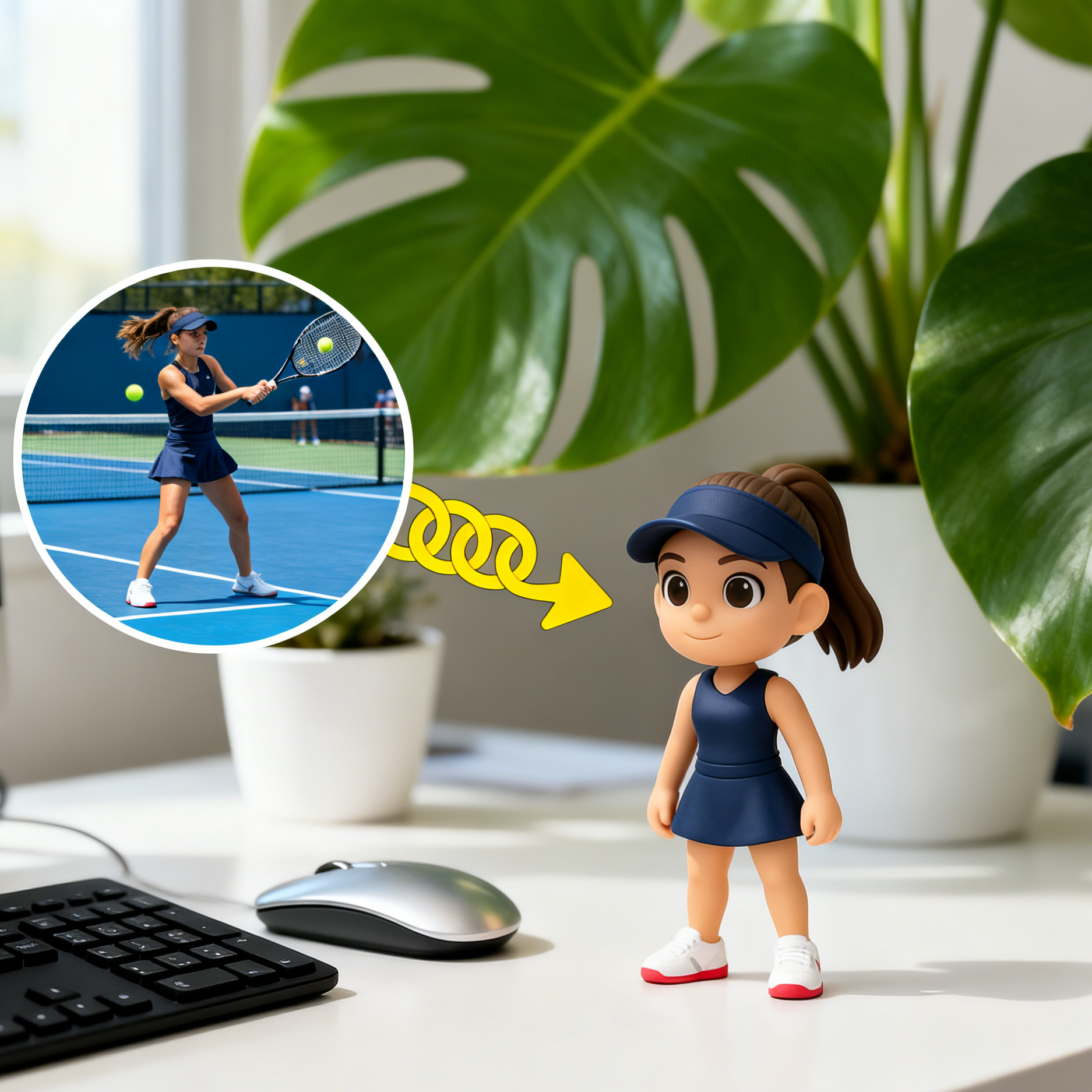 Custom Single Separate Chibi Style 3D Figurine From Your Photo – Tennis Edition – Cute Edition | KibiFig