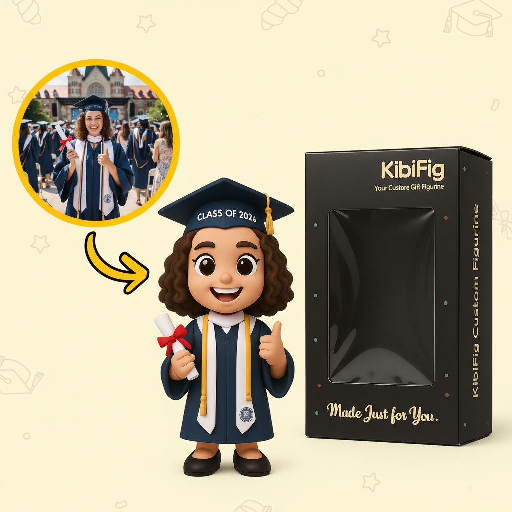 Custom Single Separate Chibi Style 3D Figurine From Your Photo – Graduation Edition – Cute Edition | KibiFig