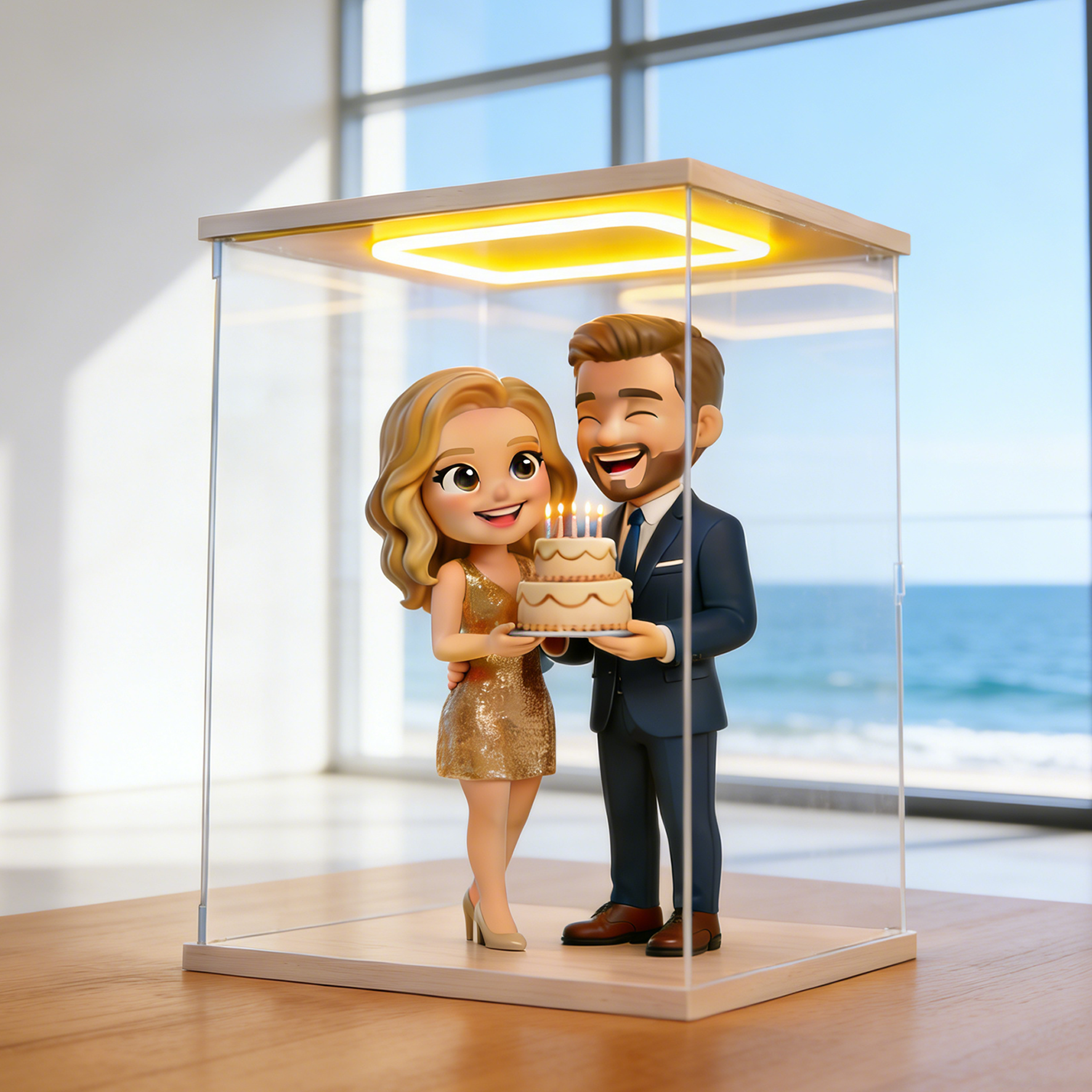 Integrated Illuminated Acrylic Figurine Display Box | High Transparency Dustproof Model Box