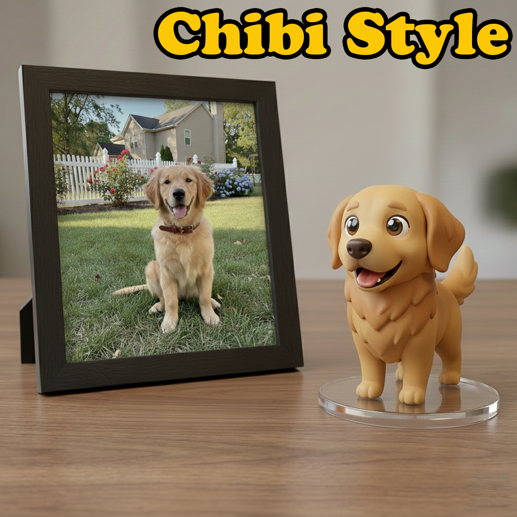 Custom Single Separate Chibi Style 3D Figurine From Your Photo – Puppy Edition – Cute & Lovable Style | KibiFig