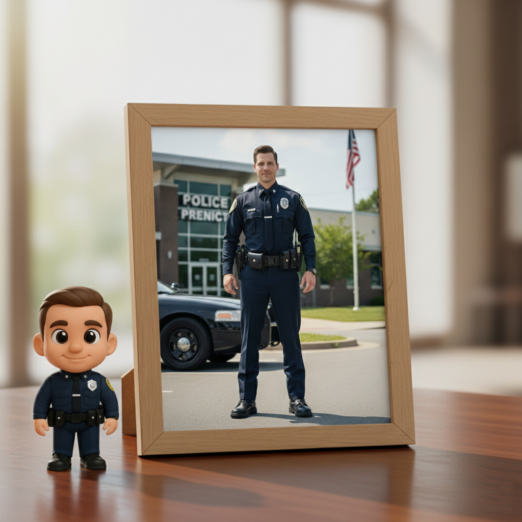 Custom Single Separate Chibi Style 3D Figurine From Your Photo – Police Edition – Cute Edition | KibiFig