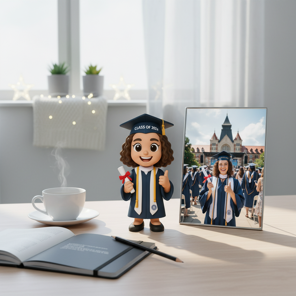 Custom Single Separate Chibi Style 3D Figurine From Your Photo – Graduation Edition – Cute Edition | KibiFig